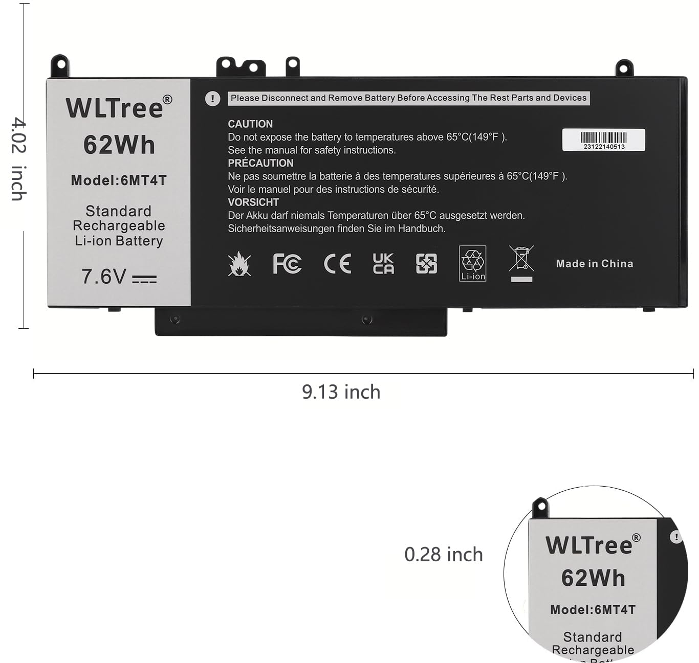 62Wh 6MT4T Batteria per PC Dell Latitude E5470 E5570 E5270 Precision 3510 Mobile Workstation 7V69Y TXF9M 79VRK 07V69Y WYJC2 VMKXM 6MT4T 0HK6DV 079VRK 0TXF9M 451-BBUN 451-BBTW 0C1P4 Battery