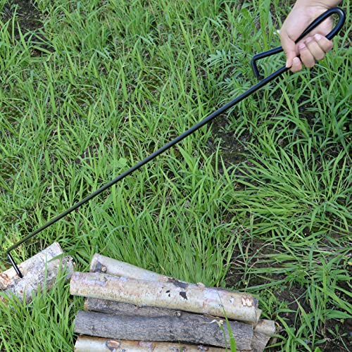 Fire Poker For Fire Pit, 40" Fire Poker, Heavy Duty Wrought Iron Fireplace Tools, One Piece Solid Steel Long Fireplace Poker, Indoor And Outdoor Campfire Use #TOP4