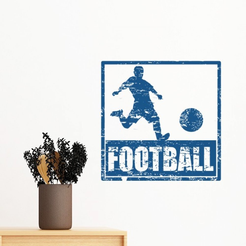 Sticker mural football bleu amovible de 100cm pour décoration de chambre d'enfant