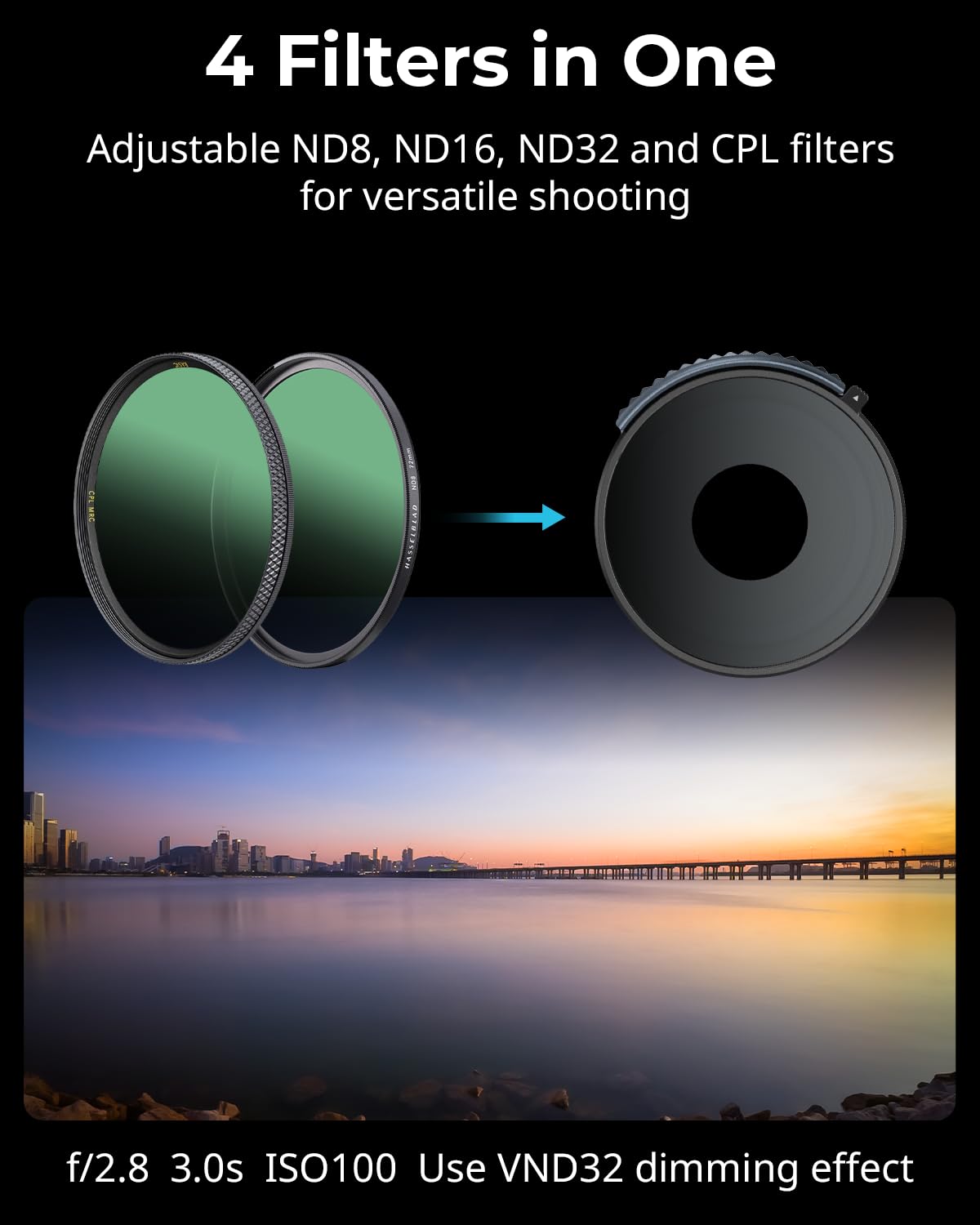 SMALLRIG Filtro CPL y VND 3-5 para GoPro HERO 13/12/11/10, Que Combina Filtros ND8, ND16, ND32 y CPL en Uno, Accesorios para Filtros Polarizadores de Densidad Neutra, Vidrio óptico HD Multicapa - 4942