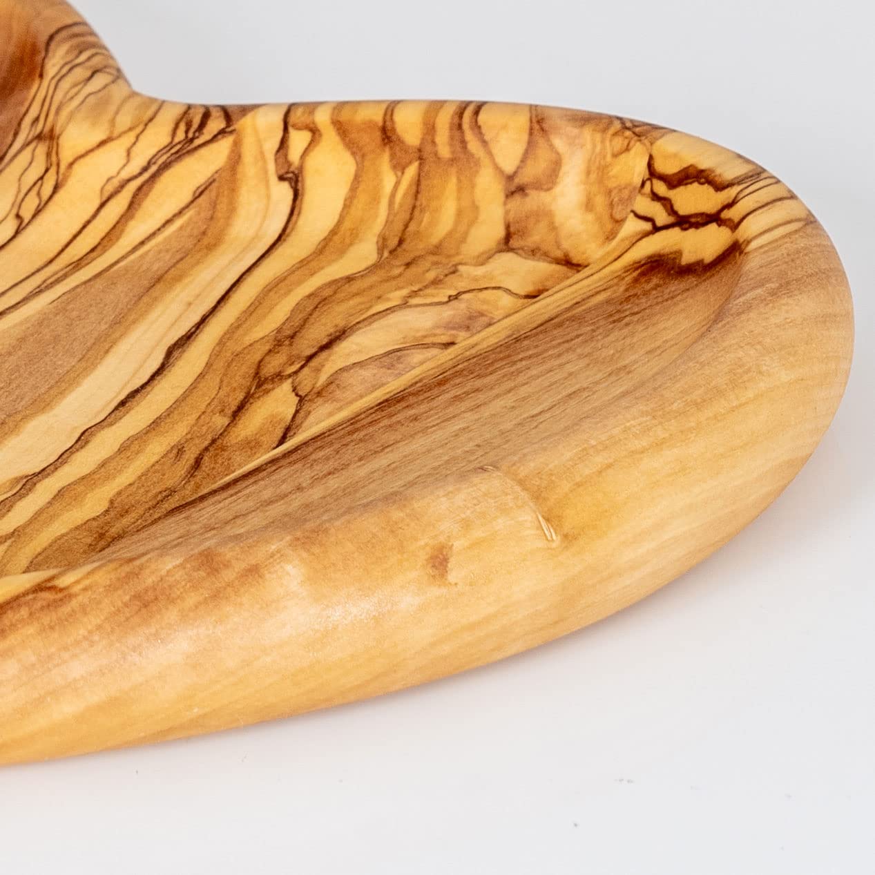 levandeo Ciotola in legno d'ulivo, ca. 20 x 20 cm, cuore in legno, decorazione da tavolo, pezzo unico, a forma di cuore Love Love Love