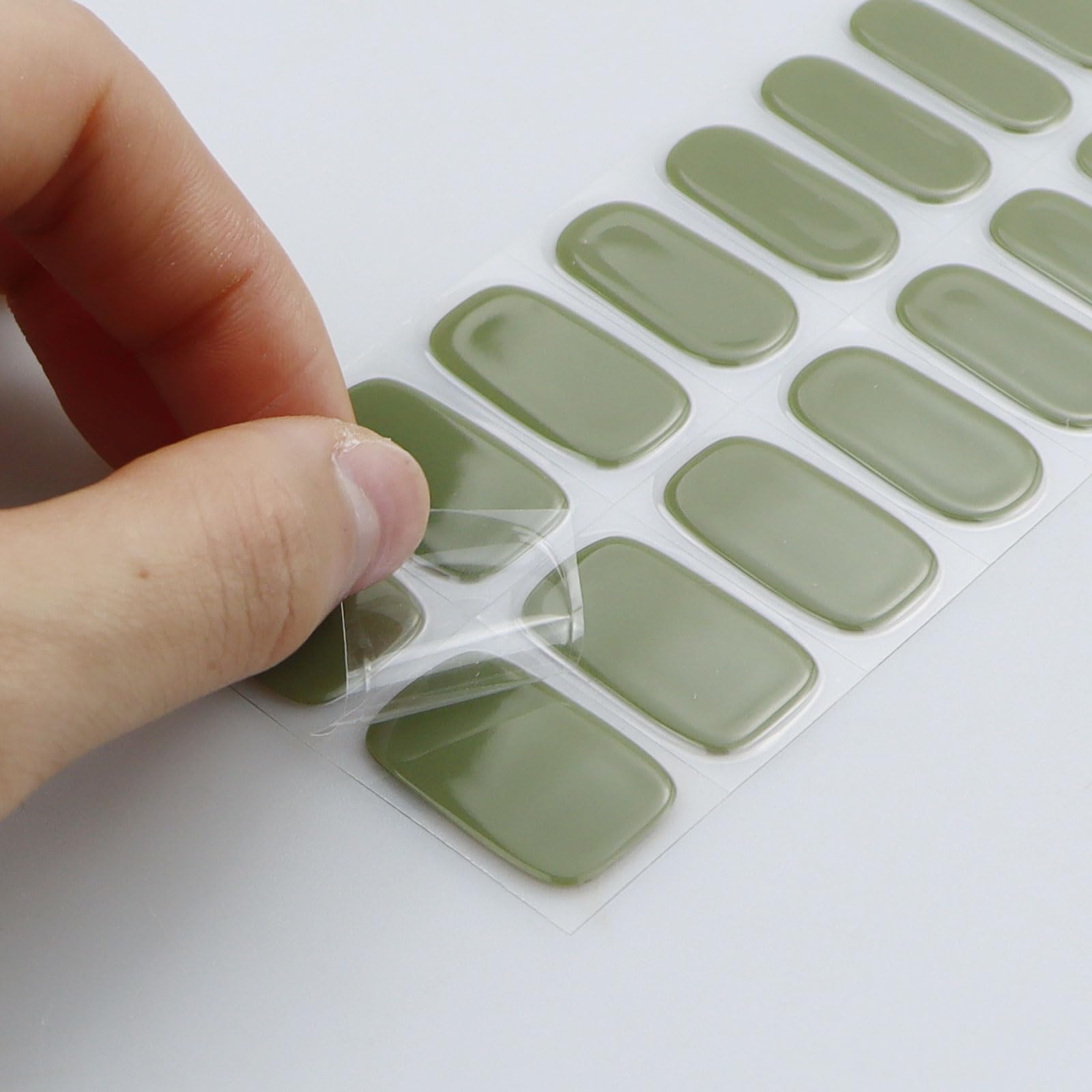 JMEOWIO Gel Nail Stickers Cream Green Gray Semi Cured Gel Nail Strips Wraps UV/LED Nails Art Design Decoration Accessories - Image 4