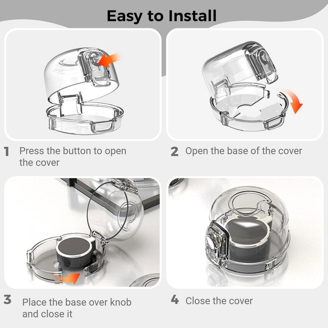 5-Piece Stove Knob Covers, Double-Lock Gas Knob Protectors With Transparent Design, Oven Knob Covers With Child Safety Lock And Dust Prevention