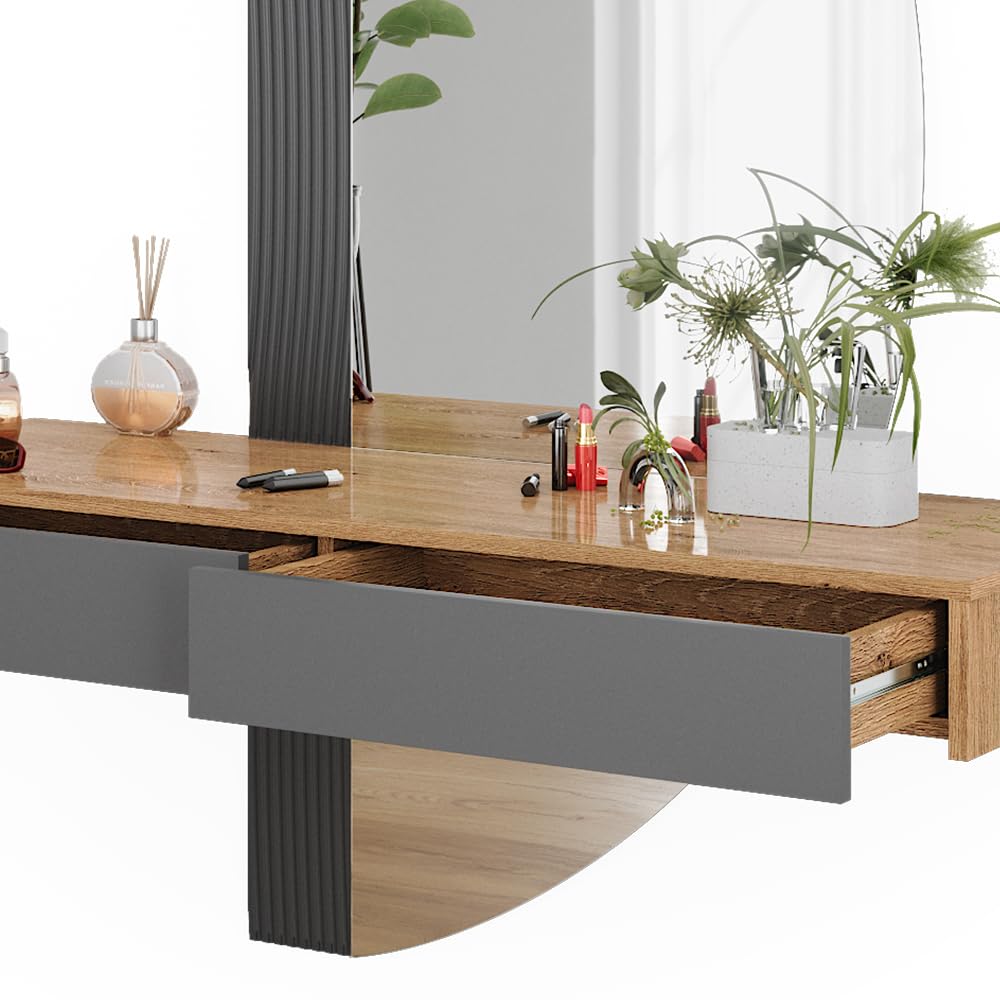 Vicco Tocador Melisa, Gris, 120 cm con 2 cajones, Altura Flexible, Ajustable Perfectamente a Necesidades Individuales