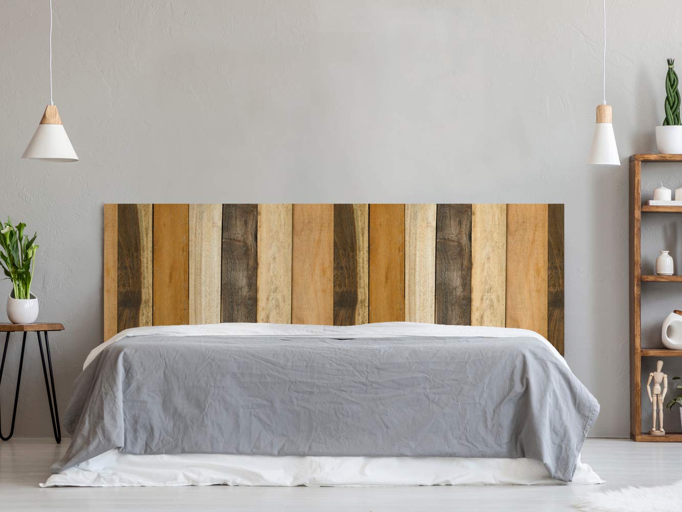 Oedim Cabecero Cama PVC Textura Antiguo Recto Vertical Madera Multicolor 150x60cm | Disponible en Varias Medidas | Cabecero Ligero, Elegante, Resistente y Económico