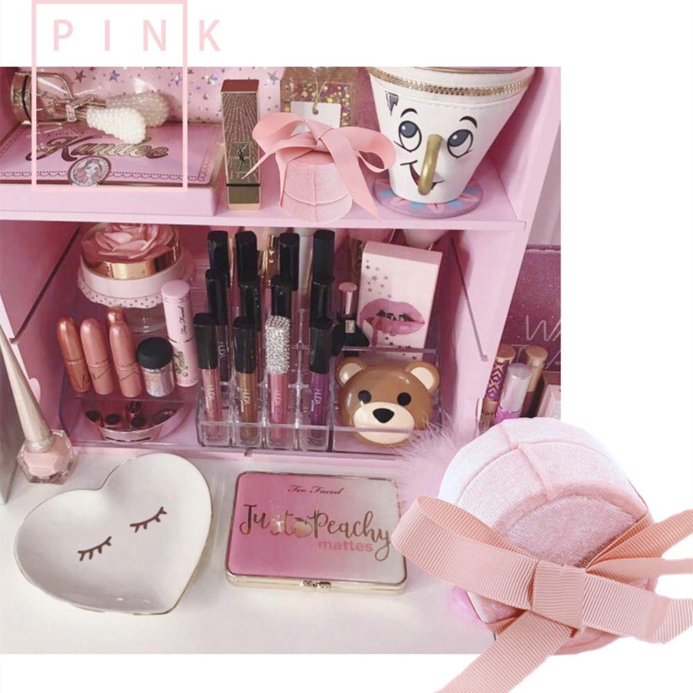 Lot De 2 Boîtes À Bijoux Rondes En Velours Rose Avec Nœud