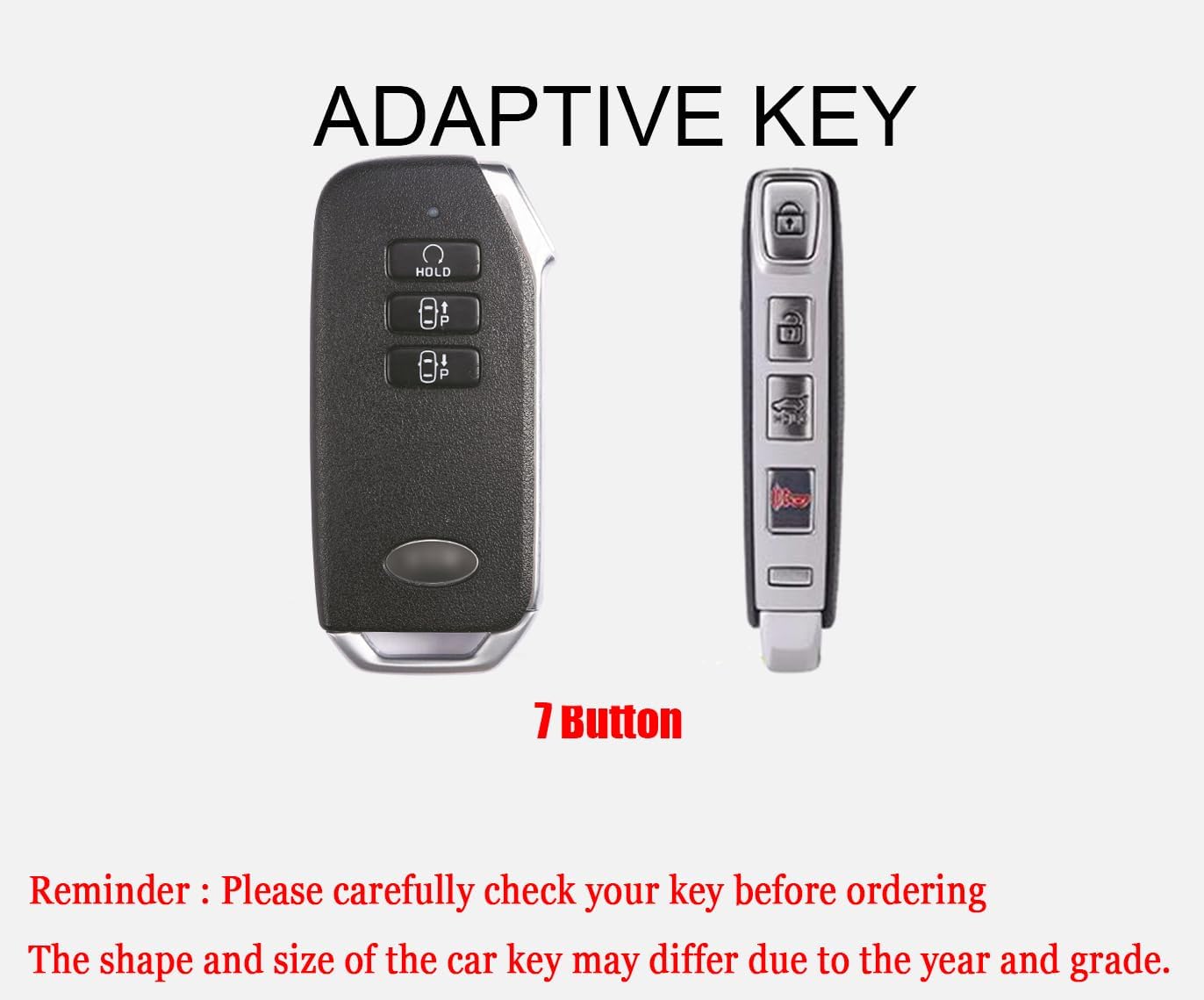 HIBEYO 7 Button Key Fob Cover Fit for Kia EV6 K5 Seltos Carnival Seven-Key Dl3 Mq4 Accessories with Keychains Metal&TPU Material Key Fob Holder Compatible with Kia Car Key Case-B Keychain Silver