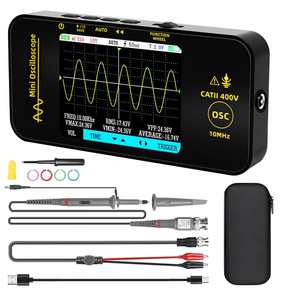 Ijsdnvjndx As Shown Handheld Oscilloscope 3.2'' Tft Display 10Mhz Bandwidth Automotive Oscilloscope 48Msa/S Sampling Rate Trigger Function