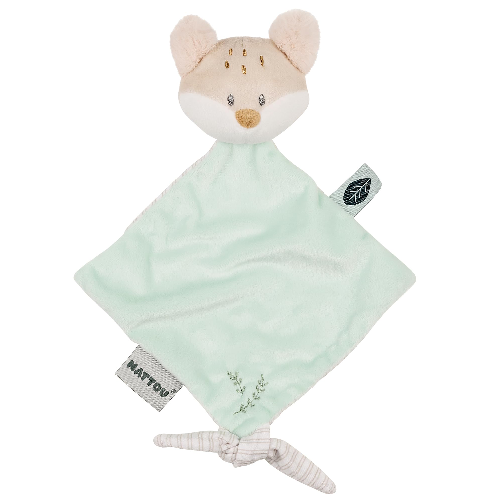 Nattou Mini Polyester Fox Comforter Blanket Newborn and Premature Baby Approx 19cm Flo, Oli & Ernest, Flo Mint Green