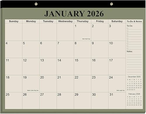 Calendario de escritorio 2026-18 meses, de enero de 2026 a junio de 2027, calendario 2026-2027 con papel grueso para organización escolar en Beige