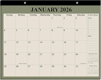 Desk Calendar 2026-18 Months Calendar from January 2026 to June 2027, Calendar 2026-2027 with Thick Paper for Office Home School Organizing, 14" X 11", Beige