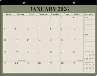 Desk Calendar 2026-18 Months Calendar from January 2026 to June 2027, Calendar 2026-2027 with Thick Paper for Office Home School Organizing, 14" X 11", Beige