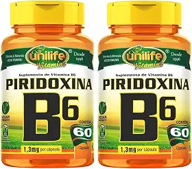 Vitamina B6 (Piridoxina) - 2 unidades de 60 Cápsulas - Unilife