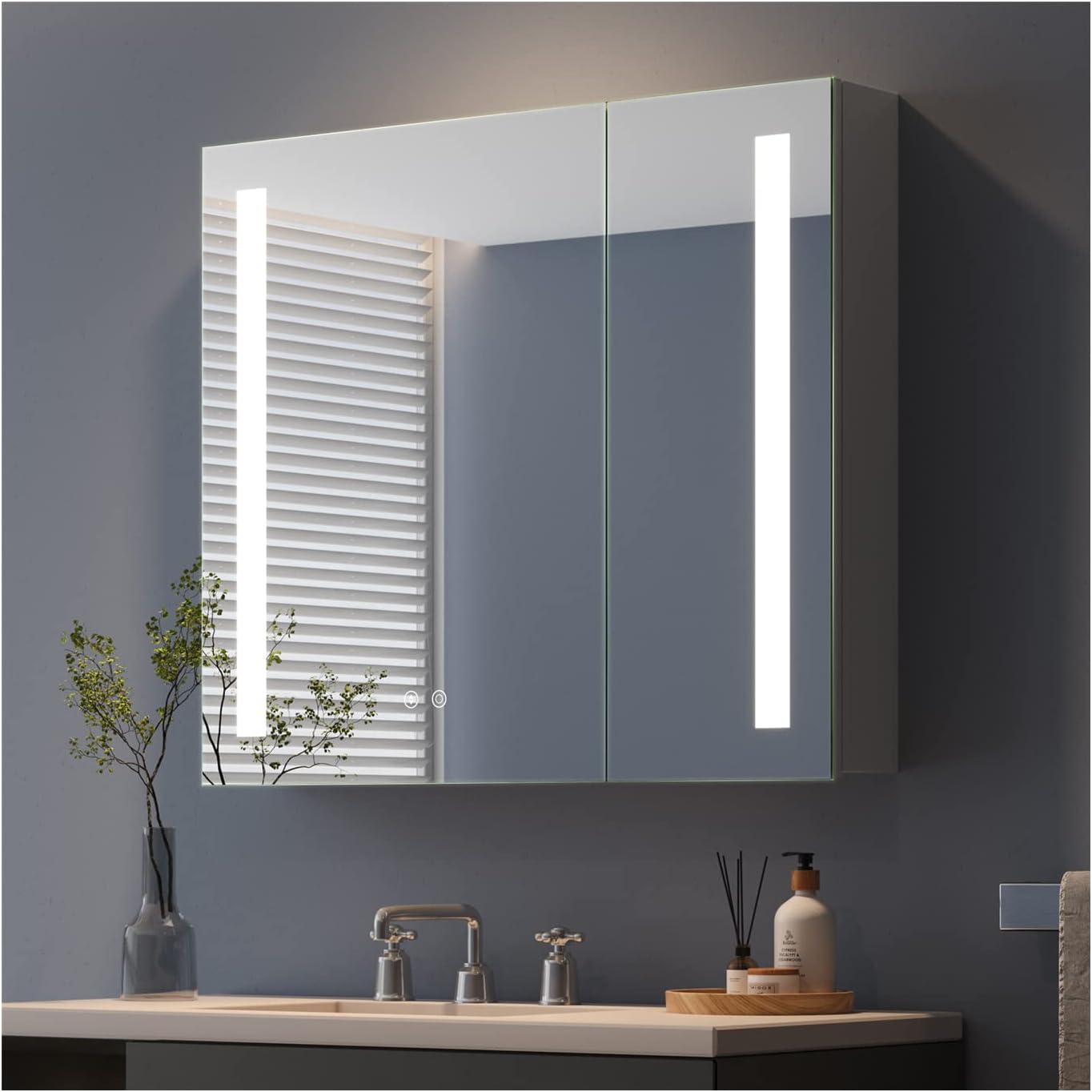 Dripex Bathroom Mirror with LED Lights, 760 * 660mm 2 Doors