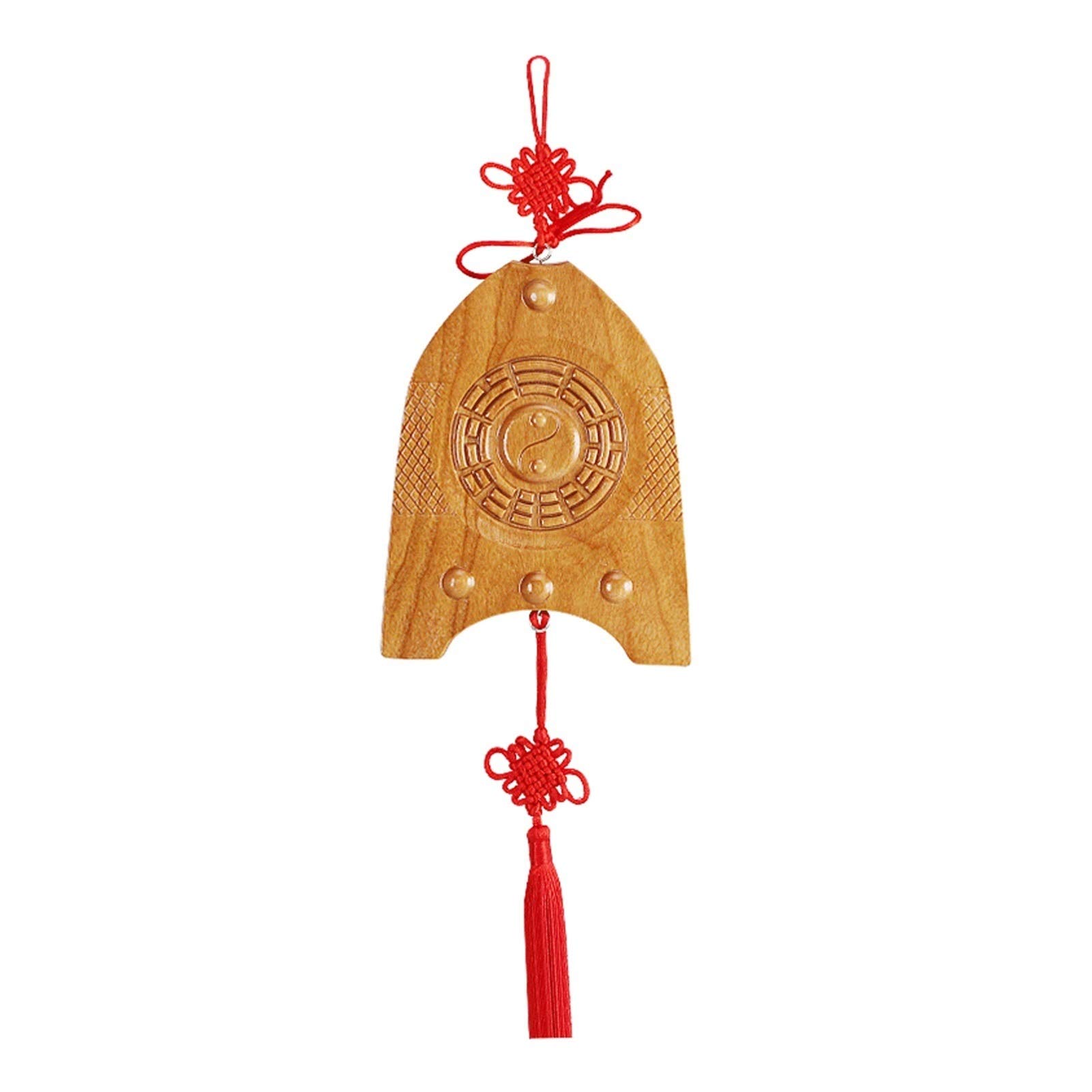 HDBCYUAZ Chinese Traditional Tai Chi Bagua Mirror Peach Wood Production Feng Shui （with Knot Easy To Hang）