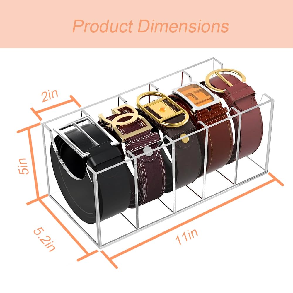 ANTEISI Belt organizer, 5 compartment, Acrylic belt organizer for closet and drawer storage Art Deco style - Image 4