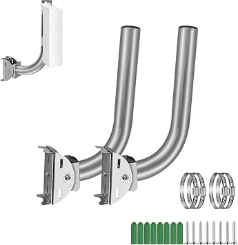 ZT-NET Stainless Steel Universal Wireless Bridge Bracket Mount | Pole and Wall-Mounted Mount for Outdoor Point to Point AP Access Point Client Bridge CPE, 2-Pack