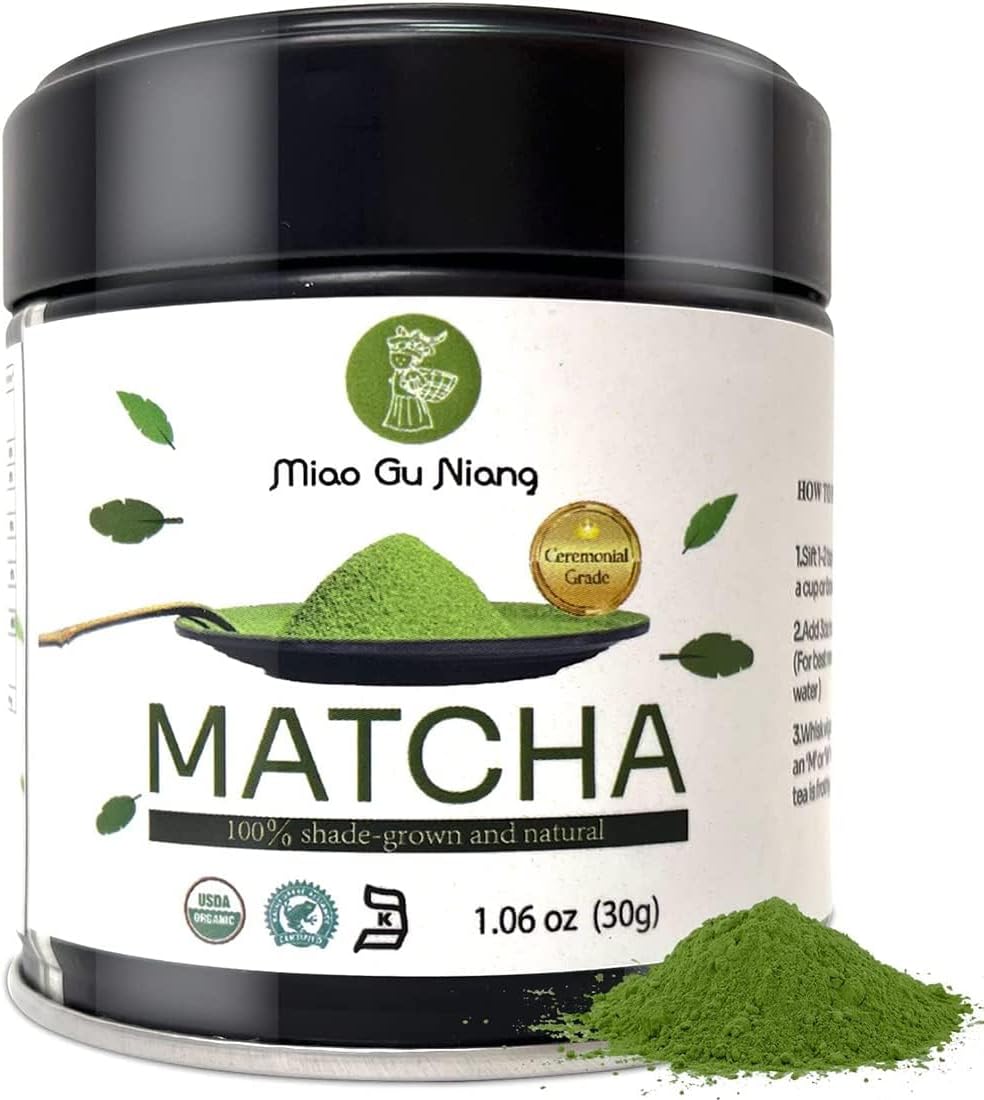 Miao Gu Niang Ceremonial Grade Organic Matcha Green Tea Powder 30g, Authentic China First Harvest Ceremonial Grade Matcha Green Tea Powder - 1.06oz (Ceremonial Grad)