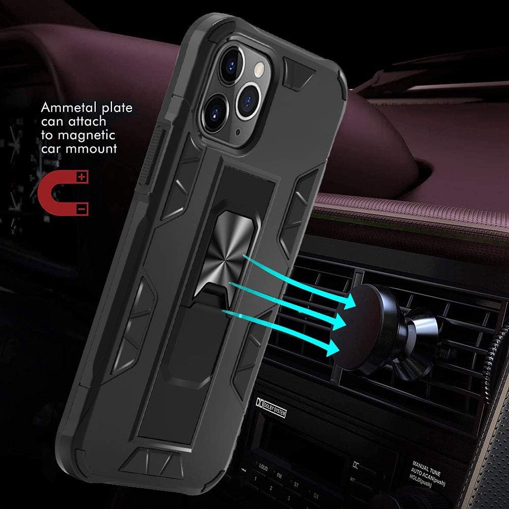 Compatible for iPhone 12 Pro Max Case, Kickstand Full Body Heavy Duty Shockproof Cover for iPhone 12 Pro Max 6.7 inch - Black