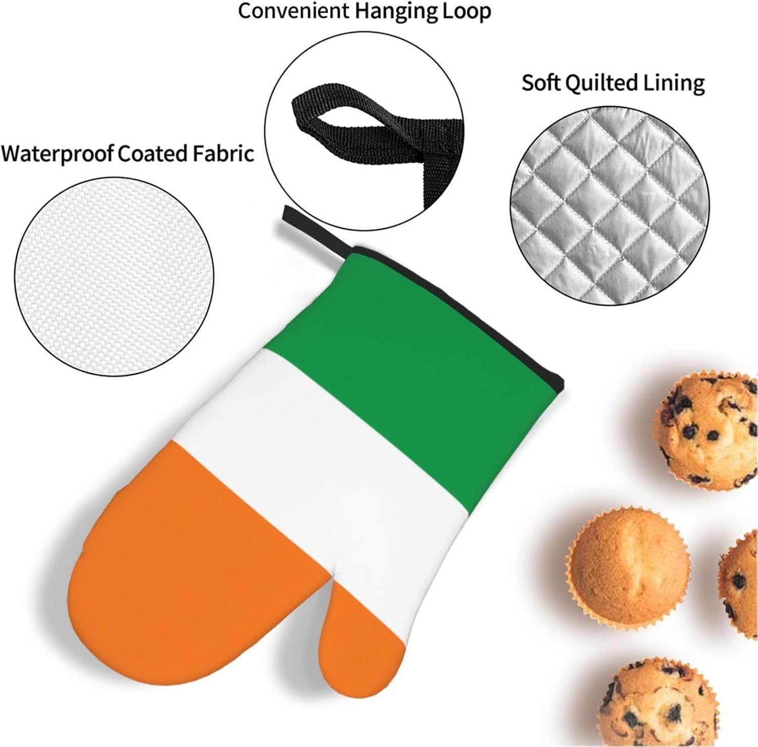 Flag of Ivory Coast Oven gloves and heat-resistant mat 4-piece set. Suitable for grilling, microwave oven frying, and baking