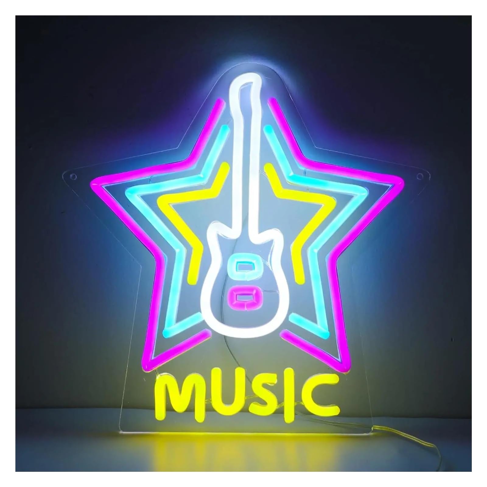 Decoración Lámparas Luces De Neón De Guitarra Para Música, Bar, Pub, Estudio, Concierto, Cueva De Hombre, Decoración De Sala De Juegos 44x42.5cm
