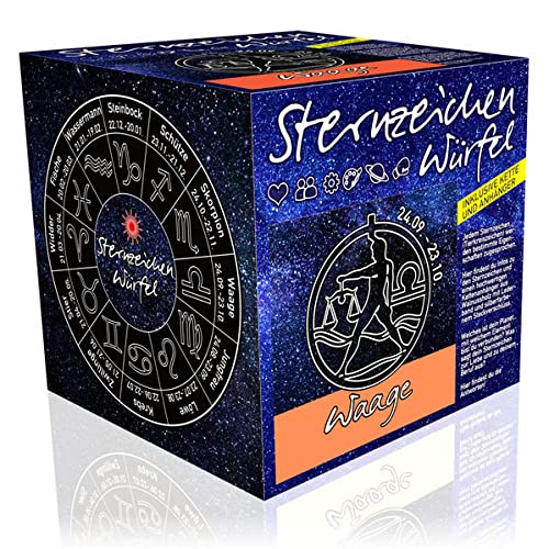 Preisvergleich Produktbild Sternzeichenwürfel Waage: Sternzeichen-Booklet und Sternzeichenanhänger am Lederband