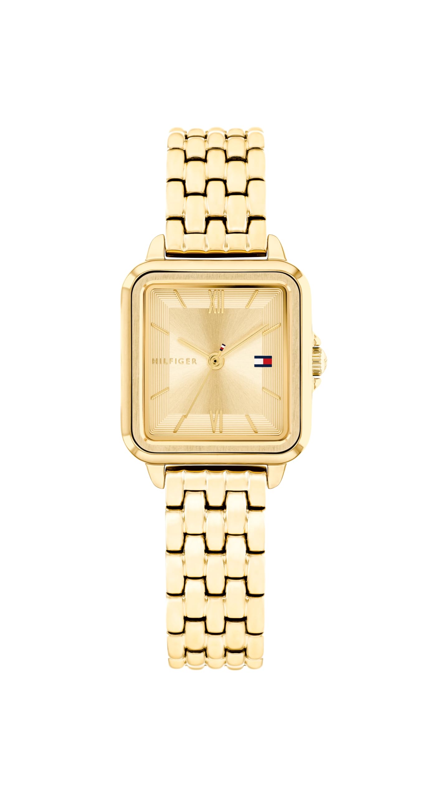 Tommy Hilfiger Women's Gold Rectangular Dial -Plated Chain-Link Watch
