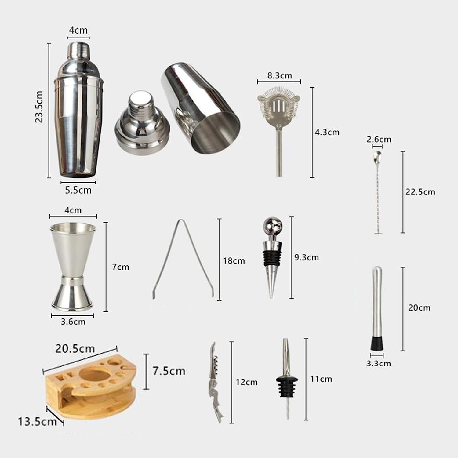 Kit Cocktail Set Cocktail Kit Barman Set Di Shaker Per Cocktail Da 12 Pezzi Con Supporto In Acciaio Inossidabile Set Di Strumenti Da Bar Kit Da Barista Cocktail Shaker Set(Size:350ml)