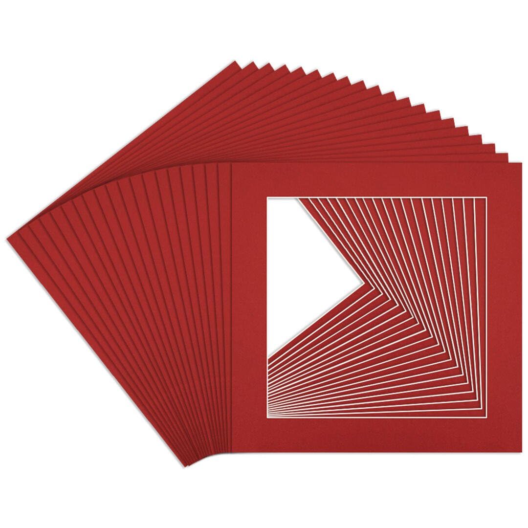 Procut Global 40x40cm Crimson Picture Mounts to Fit 30x30cm Aperture - Precision Cut Cardboard Photo Mount - Ideal for Frames, Prints, Artwork & Certificates - Sizes & Colours Available - 20 Pack