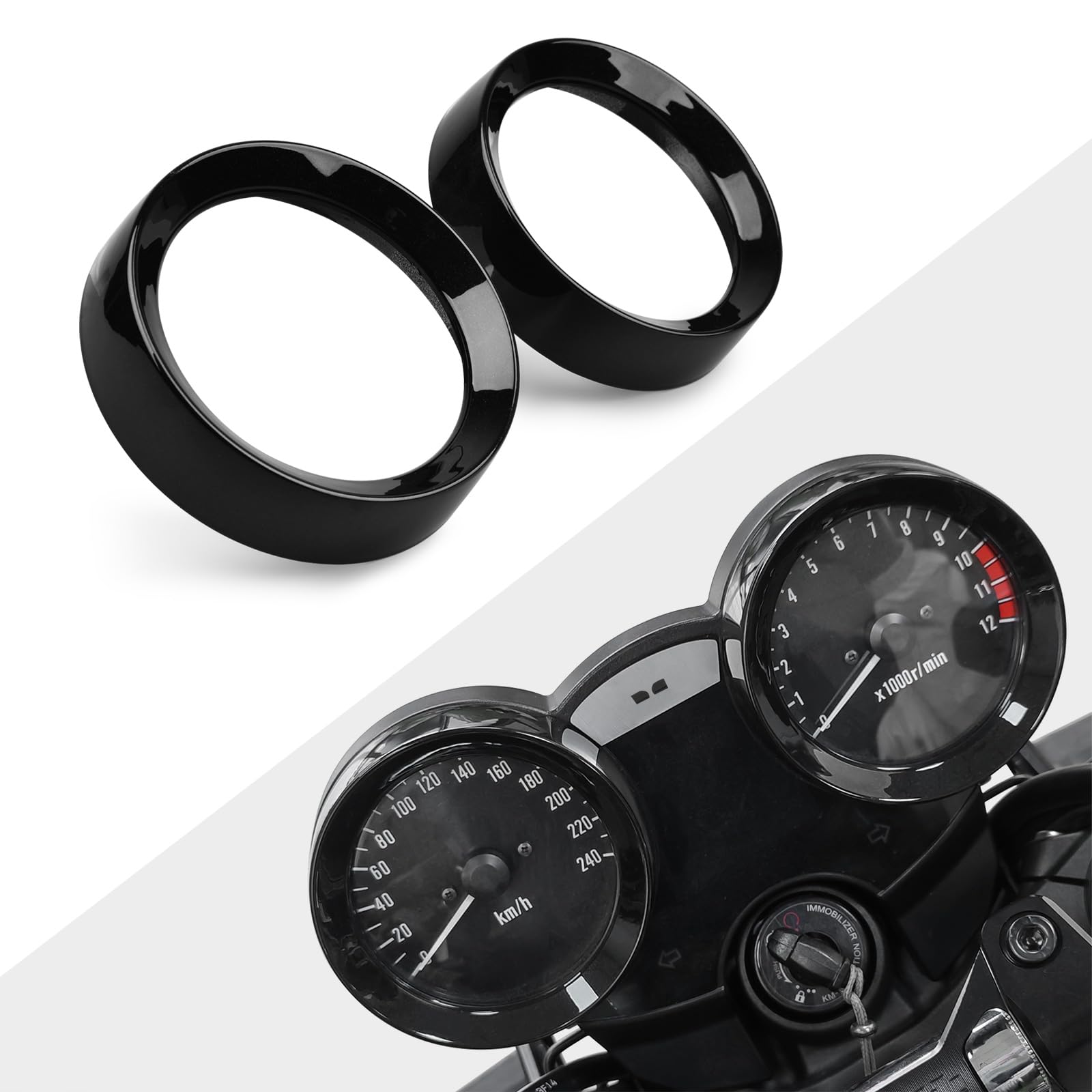バイク メーター カバー：Z900RS 2018-2026 / Z650RS 2021-2026対応 ABS 分体式デザイン メーターリング カバー バイク メーターリング ガーニッシュ 装飾 パーツ (ブライトブラック) [並行輸入品]