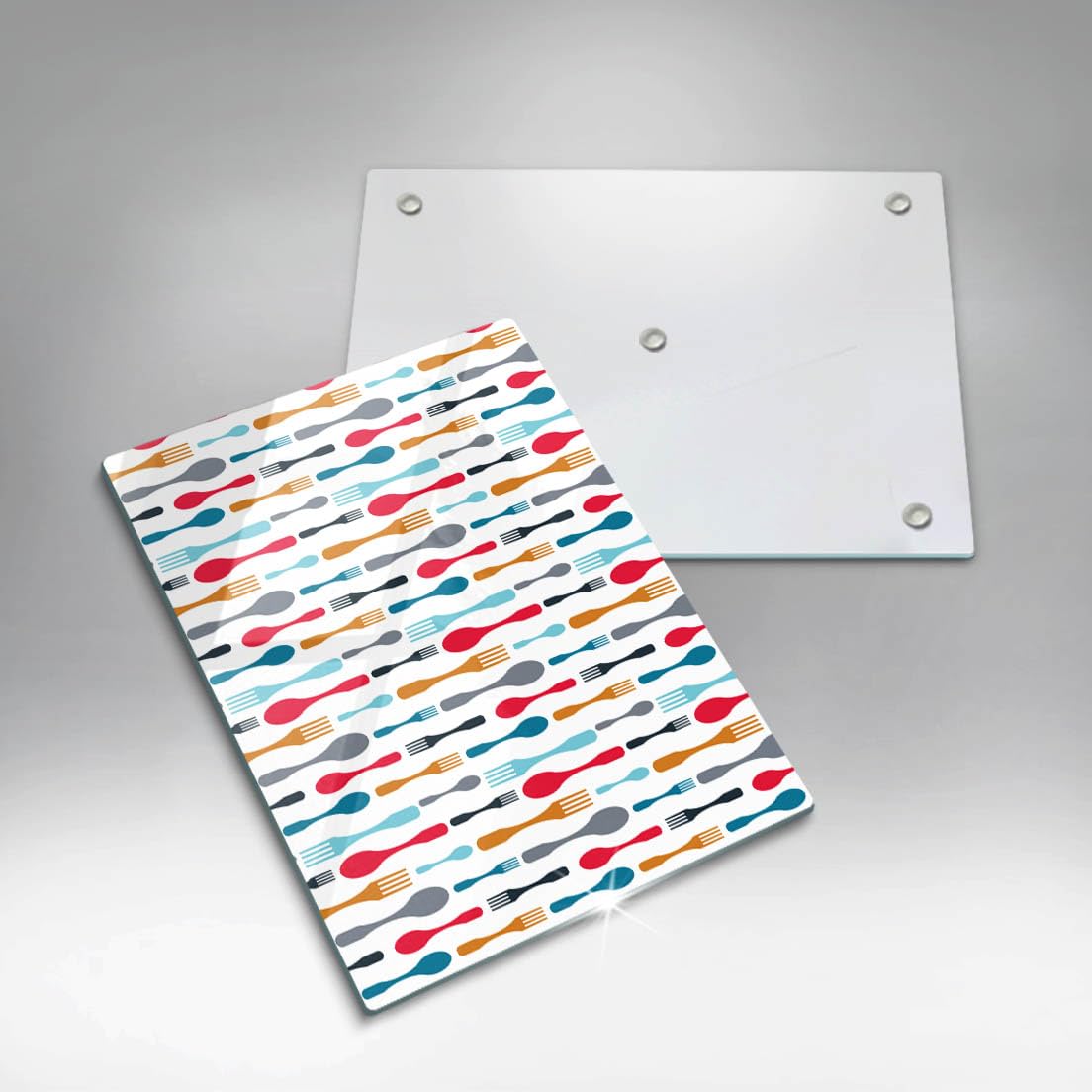 Tabla de cortar de vidrio | Multicolor | Superficie impresa