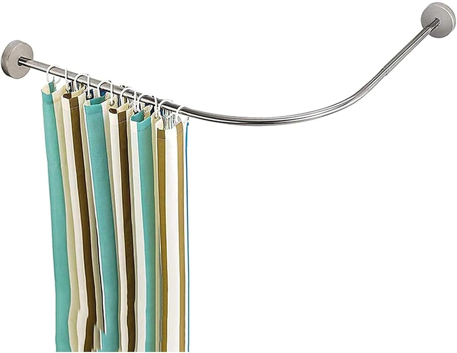 Adjustable Corner Shower ain Rod, 90° Right Angle, No Drill Stainless Steel Teon Rail, Curved Design, Fits 110-140x100-140cm, Easy Install for Bathrooms