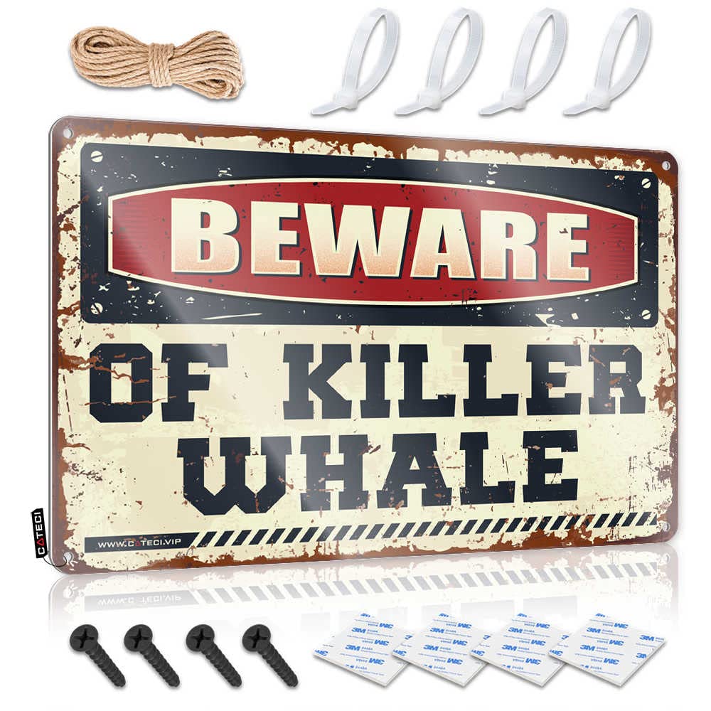 Halloween, Cool Wall Decor Saloon Haves Beware Of Killer Whale | Rustic Fun Wall Art(30X40CM)