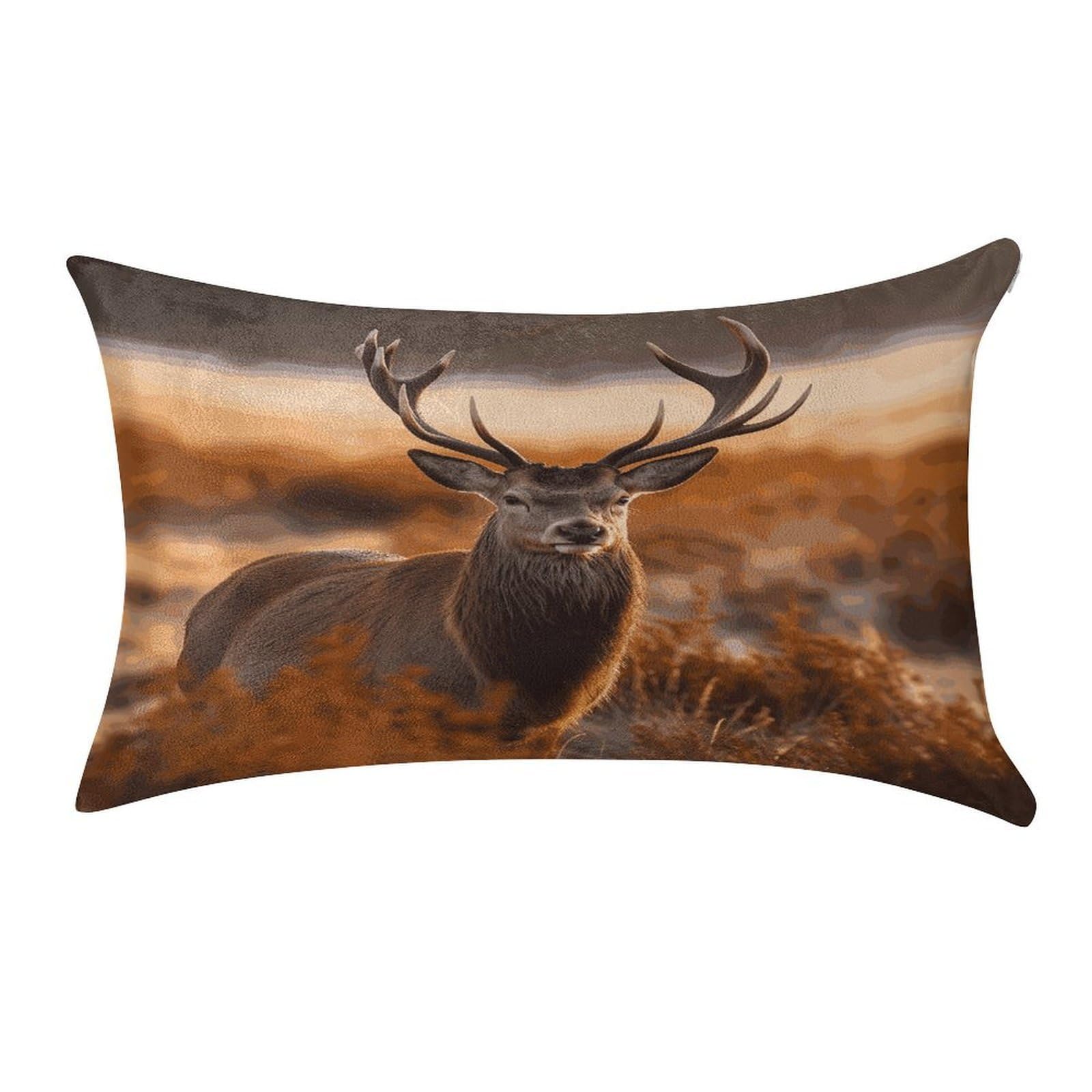 MUSM Antler Red Deer Pillow Case 12"X20" Luxury Velvet Throw Pillow Cover Fade Resistant Cozy Soft Pillowcases Pillow Protector Pillow Shams Lumbar Pillow Shells for Home&Gifts