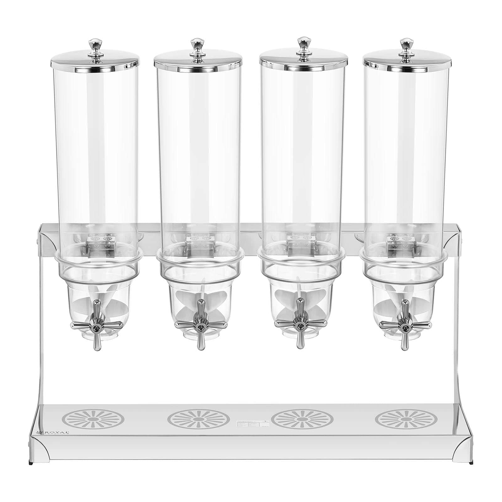Royal Catering Dispenser per Cereali Distributore di Cereali RCCS-3.5LSS4 (4 x 3,5 litri, 4 contenitori, Acciaio inox)