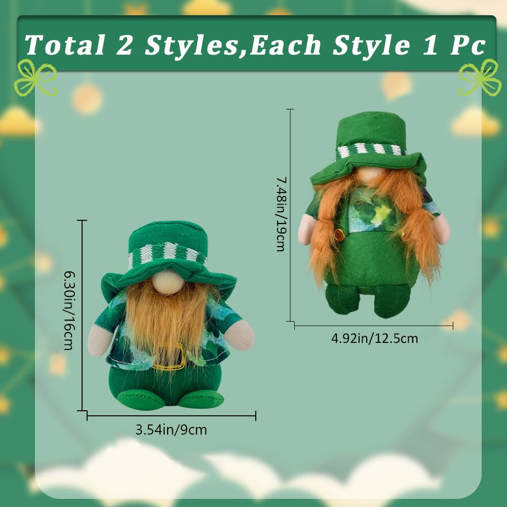 GORGECRAFT 2 Stili Gnomi Del Giorno di San Patrizio Decorazioni per Bambole di Peluche Cappelli Verdi Irlandesi Folletto Trifoglio Fortunato Quadrifogli Statuetta Nana Mr e Mrs Coppia di Anziani Ornam