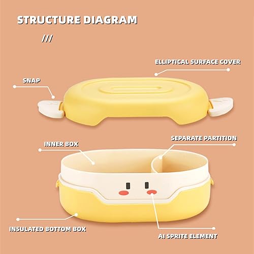 Miniatura 6 de Chchmu Lonchera Bento con compartimentos, lonchera portátil a prueba de fugas, caja de ensalada de dibujos animados, contenedores de almuerzo de