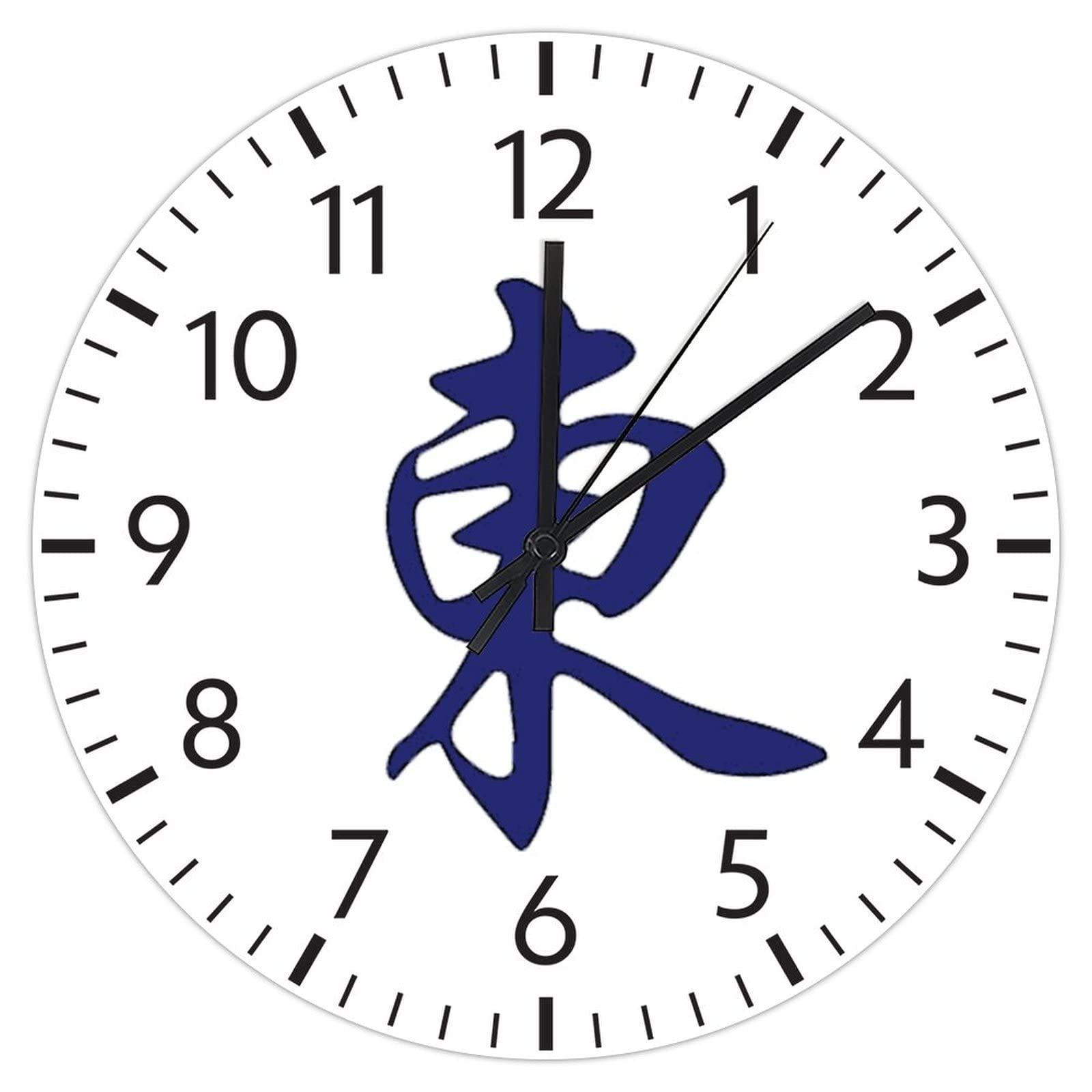 Horloge murale Mahjong anti-bruit pour salon et bureau cadre rond PVC fonctionnement pile