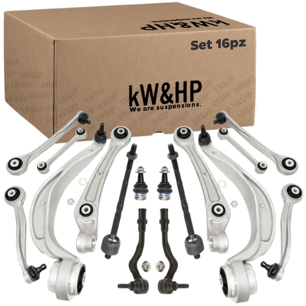 KIT 16PZ BRACCI BRACCETTI AVANTRENO SOSPENSIONE ANTERIORI PER A4 A5 Q5 | Kit completo di tutti i bracci sospensione anteriori