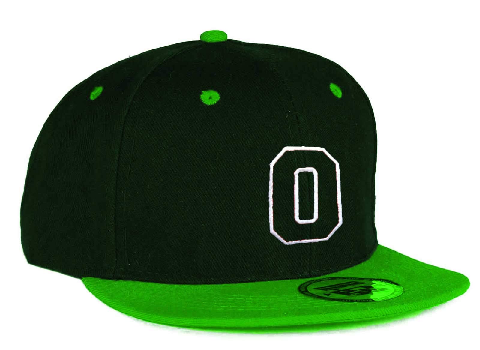 Mfaz Morefaz Ltd Boys O Youth Kids Hat Snapback Green Flat Peak Hat Girl Baseball Cap A-Z Alphabet (O)