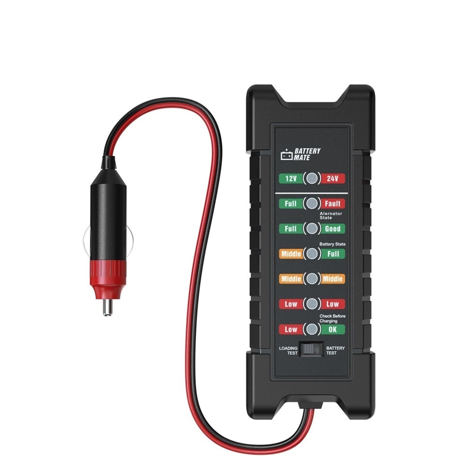 Probador De Batería Coche Auto Checker Alternador 12V 6LED Pantalla Luces For Vehículo Motocicleta Herramienta Diagnóstico Detección Rápida Precisa(Green)