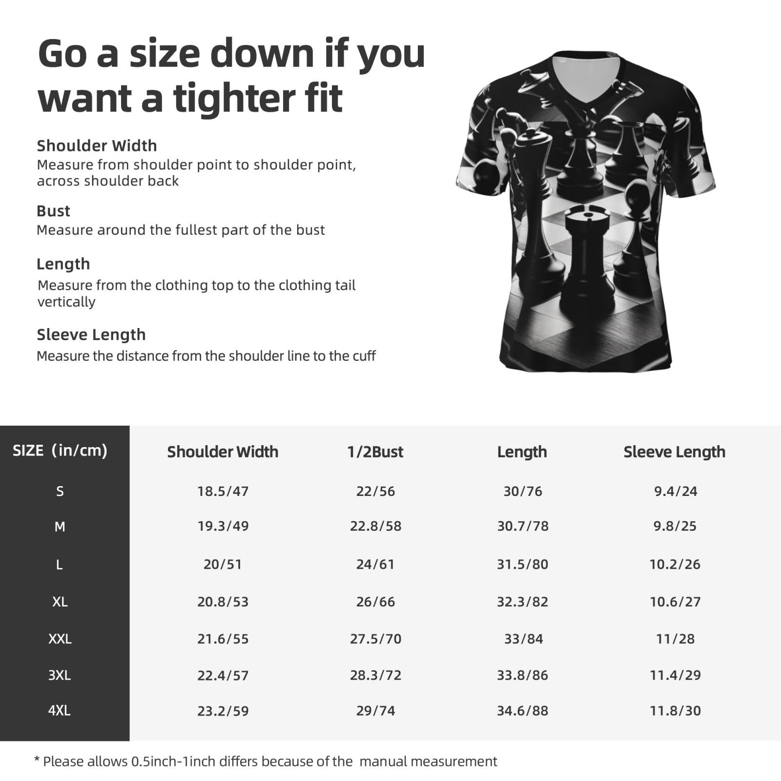 Stylish Athletic Sports Jersey Chess-Battle Men's Rugby Jersey Small Black