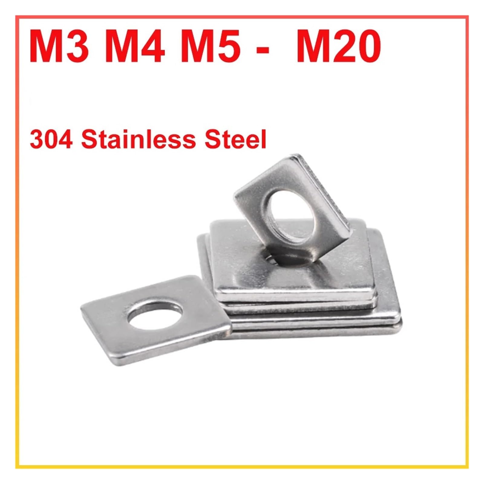 Edelstahl Beilagscheiben Square Gasket M3 M4 M5 M6 M8 M10 M12 M14 M16 M18 M20 304 Stainless Steel Flat Washer Curtain Wall Shim Metal Ring(M8x40x3.0mm-5pcs)