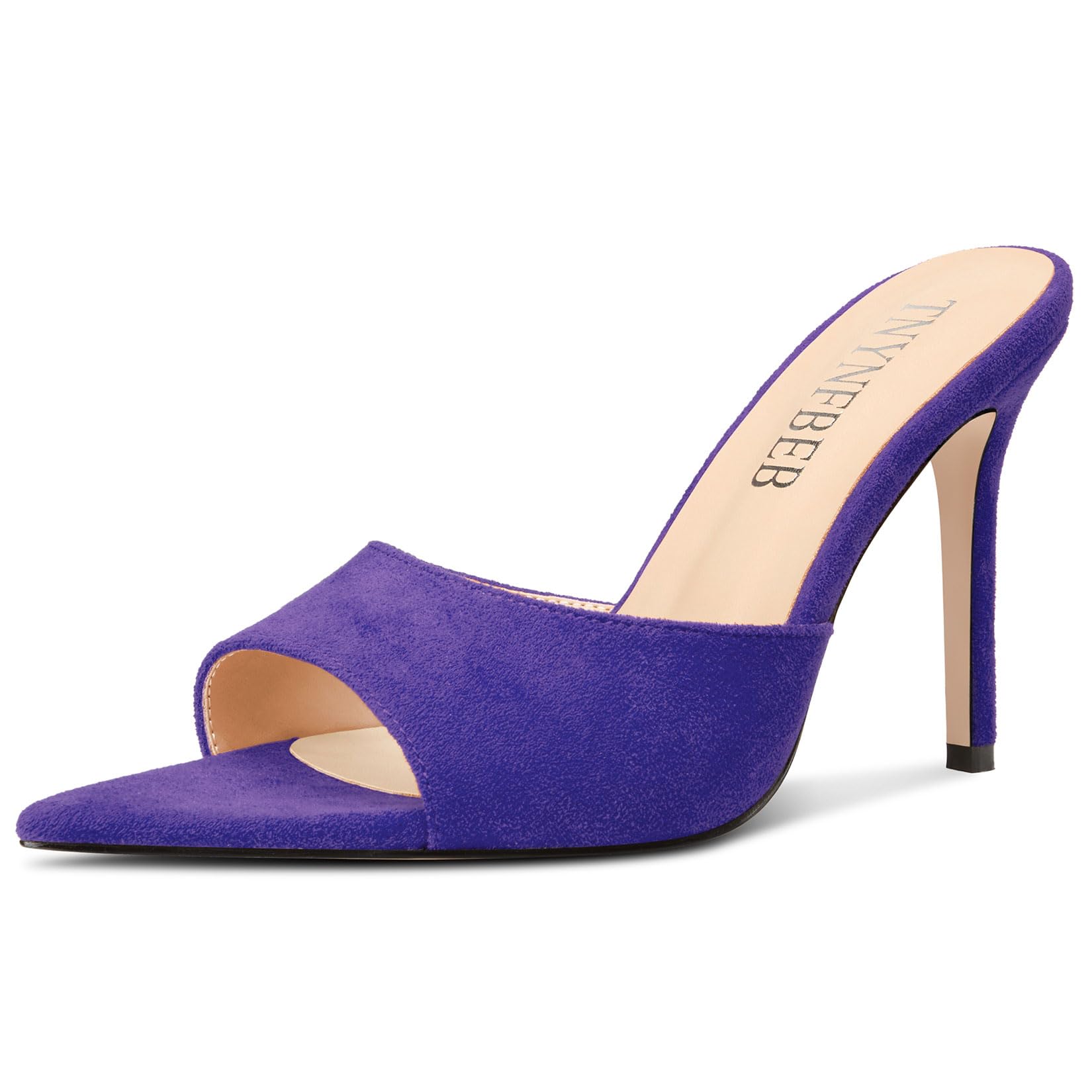 TNYNFBEB Womens Stiletto High Heel Pointed Open Toe Sandals Mules Shoes Slingback Slip-on Prom Party Dress Summer 3.9 Inches Heels