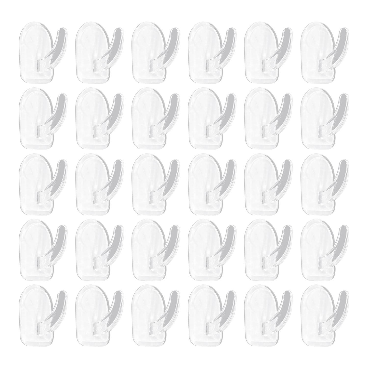30 Transparent Plastic Hooks, Self-Adhesive Without Drilling, Cute Mini, Creative Multi-Functional Horn Hook, Suitable for Wardrobe Bathroom.
