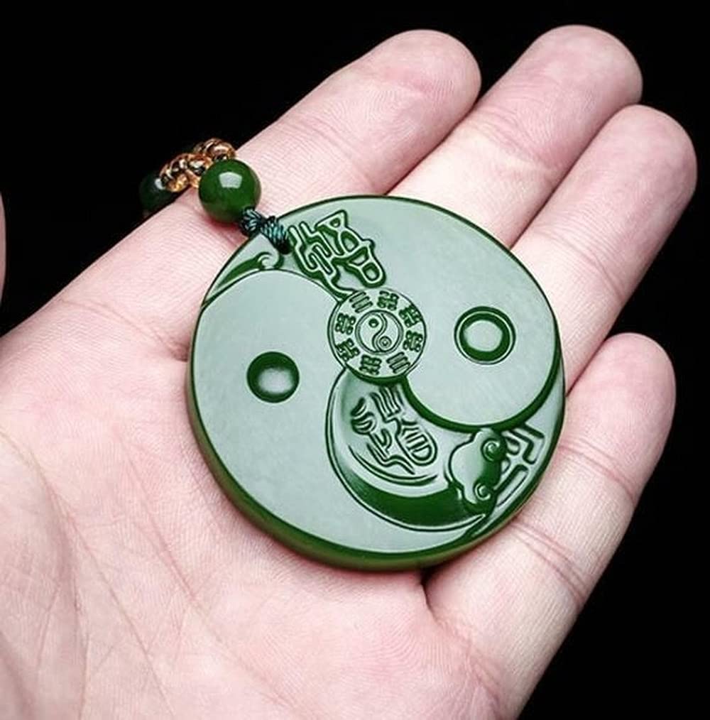Naszyjnik z kamienia jadeitu, naturalny zielony wisiorek z jadeitu, ręcznie rzeźbione wisiorki, modny naszyjnik, biżuteria, szczęśliwy amulet/506