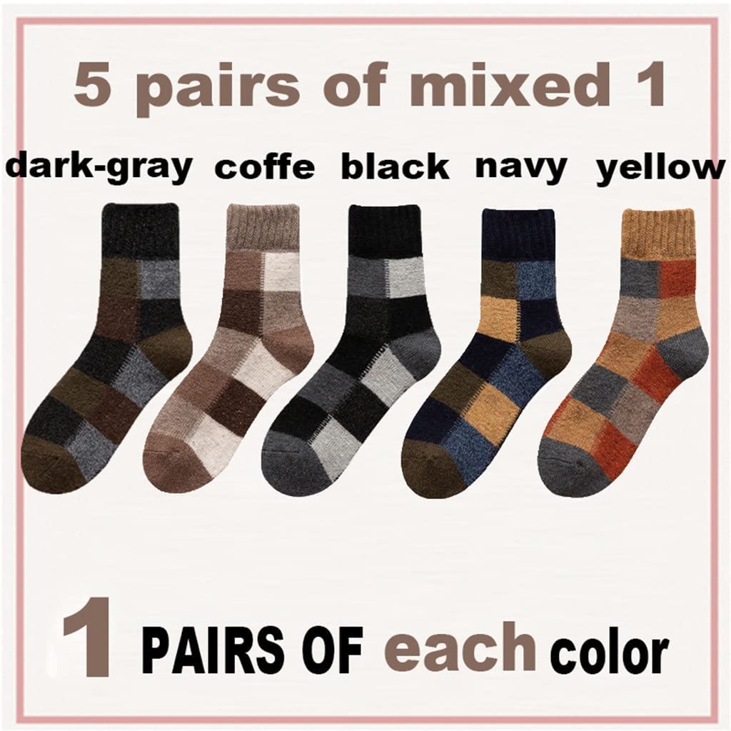 Hombres de Invierno Super más Grueso de Lana cálida Retro frío Calcetines Casuales de Cachemira Calcetines de Nieve Tamaño Masculino 38-45 (Color: 5 Tamaño Mixto: 38-45)