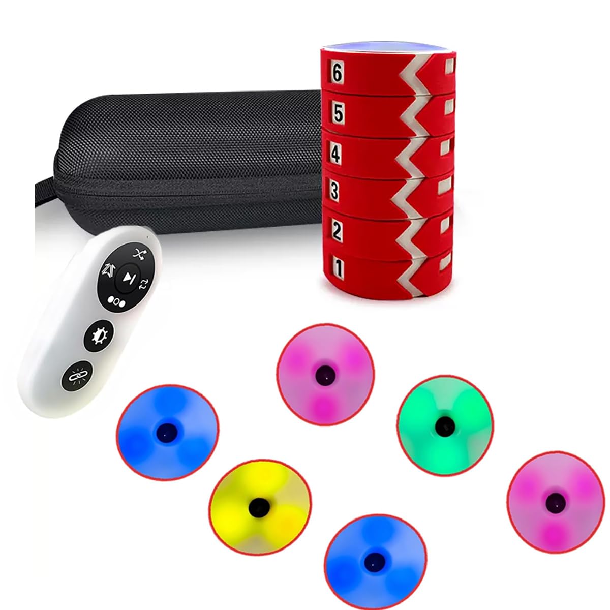 GJLRS Reaction Light System, 6 Light+1 Remote Control, for Reaction Speed, Agility Training, Reflex Training Is Excellent For All Sports, Bluetooth Transmission, Can Be Recharged and Used Repeatedly