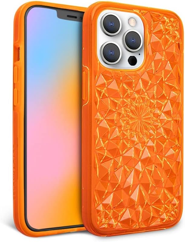 FELONY CASE iPhone 13 Pro Case - Orange Black Kaleidoscope Phone Cover - Anti-Scratch, Tough and Durable, 360° Shockproof Protective Case Designed for Apple iPhone 13 Pro Neon Orange iPhone 13 Pro
