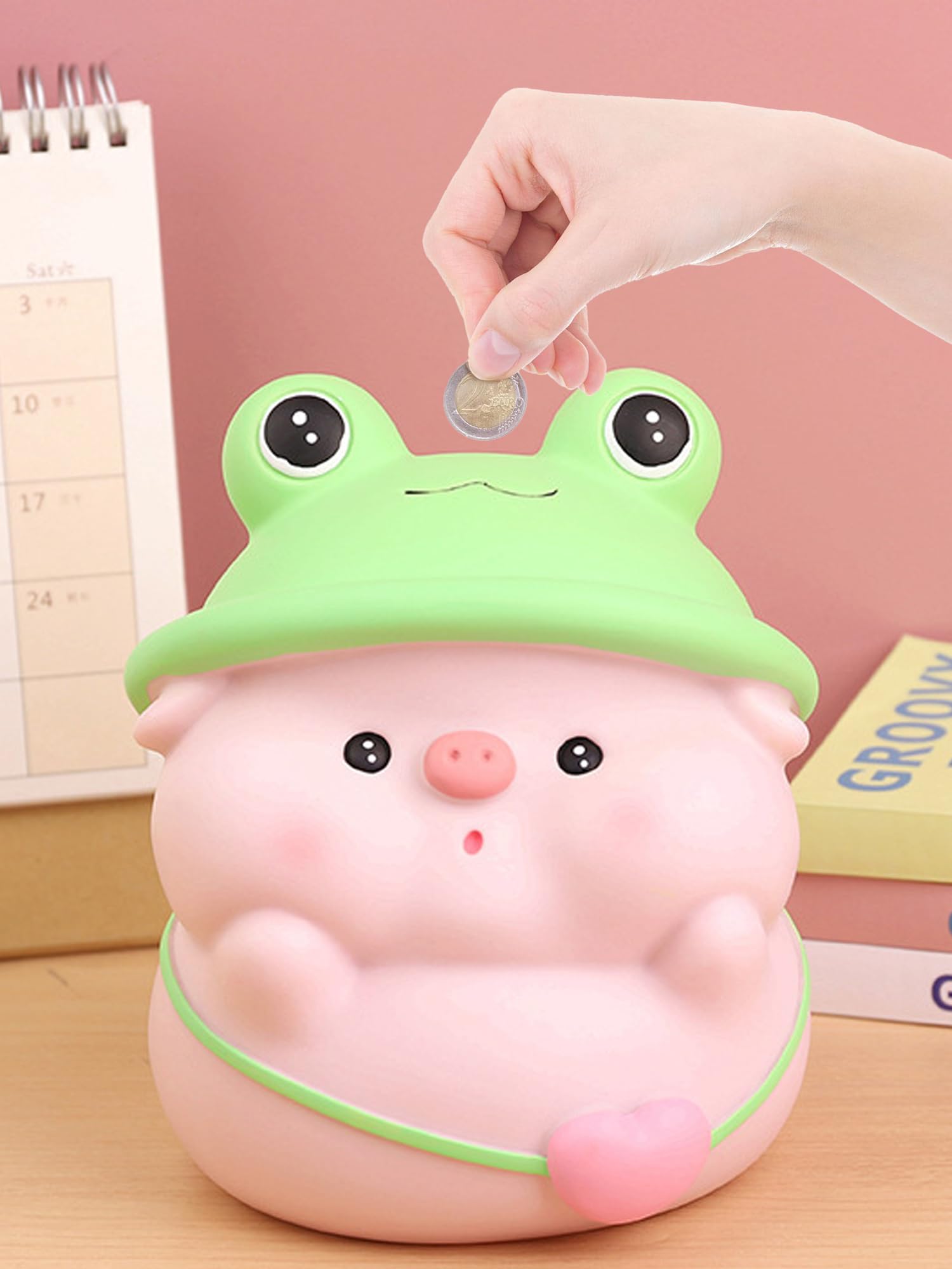 Amazon.co.jp: カエルの貯金箱、貯金箱の女の子、壊れないプラスチック